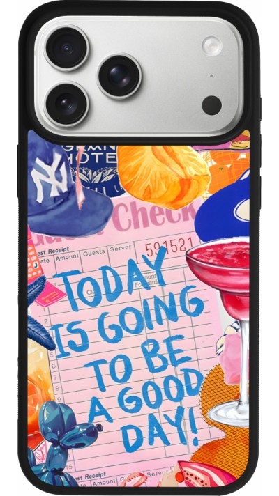 Coque iPhone 17 Pro Max - Silicone rigide noir Preppy Today is Going to be a good day