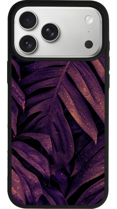 Coque iPhone 17 Pro Max - Silicone rigide noir Purple Light Leaves