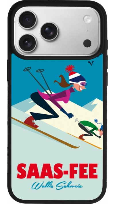 Coque iPhone 17 Pro Max - Silicone rigide noir Saas-Fee Ski Downhill