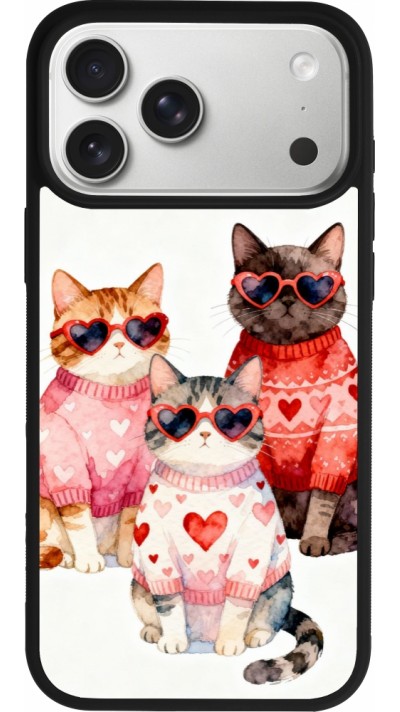 Coque iPhone 17 Pro Max - Silicone rigide noir Saint Valentines Day 26 Cat Love