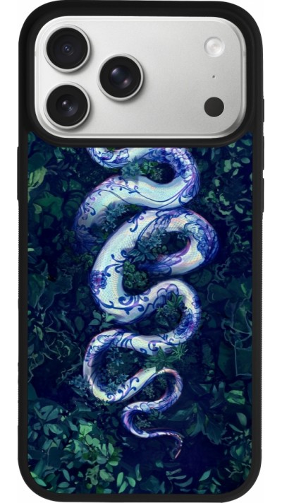 Coque iPhone 17 Pro Max - Silicone rigide noir Serpent Blue Anaconda