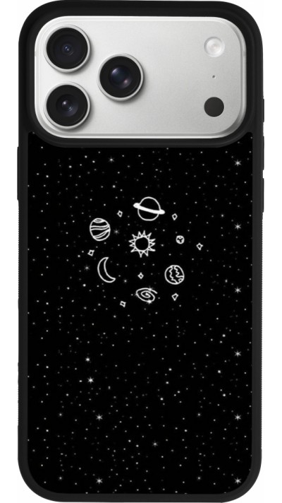 Coque iPhone 17 Pro Max - Silicone rigide noir Space Doodle