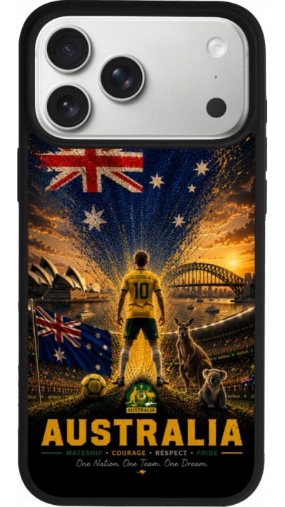iPhone 17 Pro Max Case Hülle - Silikon schwarz Fussball Australien splash 2026