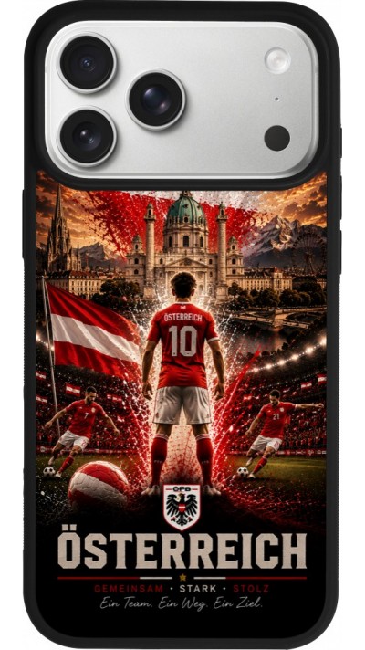 iPhone 17 Pro Max Case Hülle - Silikon schwarz Fussball Österreich splash 2026