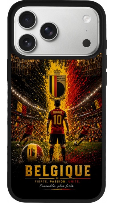 iPhone 17 Pro Max Case Hülle - Silikon schwarz Fussball Belgien splash 2026