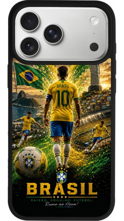 iPhone 17 Pro Max Case Hülle - Silikon schwarz Fussball Brasilien splash 2026
