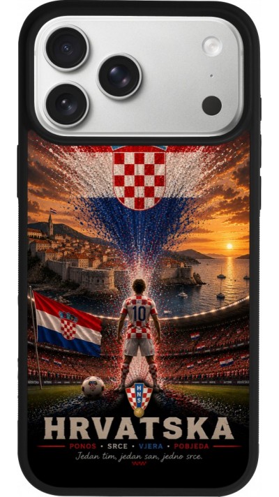 iPhone 17 Pro Max Case Hülle - Silikon schwarz Fussball Kroatien splash 2026