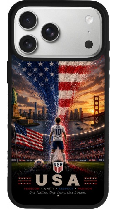 iPhone 17 Pro Max Case Hülle - Silikon schwarz Fussball Vereinigten Staaten splash 2026