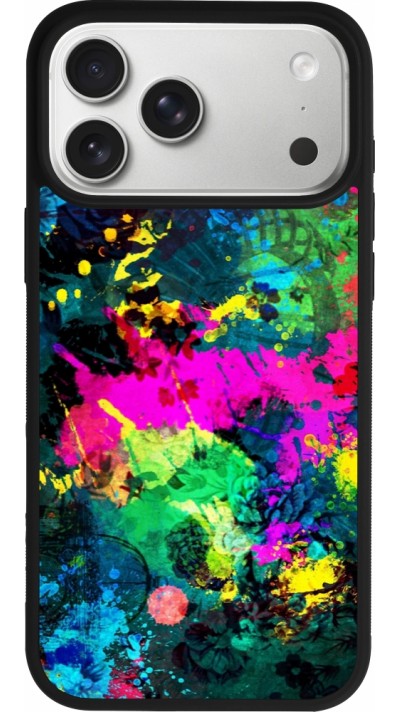 Coque iPhone 17 Pro Max - Silicone rigide noir Splash paint