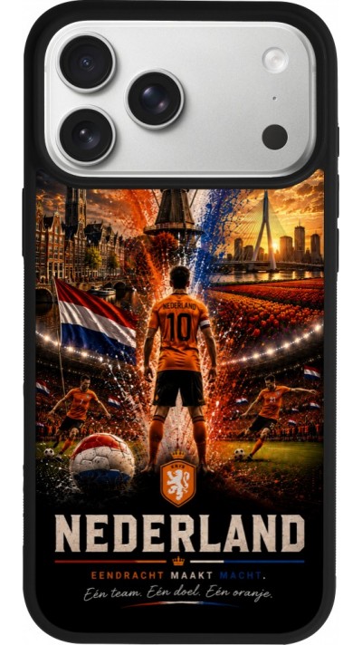 iPhone 17 Pro Max Case Hülle - Silikon schwarz Fussball Niederlande splash 2026