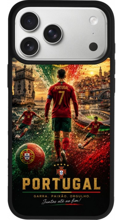 iPhone 17 Pro Max Case Hülle - Silikon schwarz Fussball Portugal splash 2026