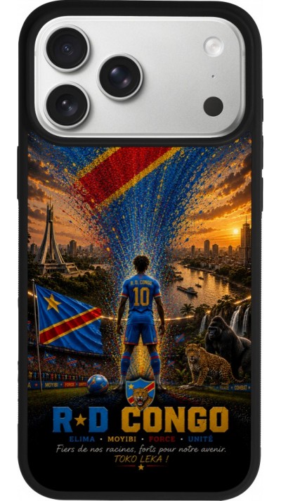 iPhone 17 Pro Max Case Hülle - Silikon schwarz Fussball Demokratische Republik Kongo splash 2026
