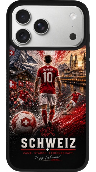 iPhone 17 Pro Max Case Hülle - Silikon schwarz Fussball Schweiz splash 2026