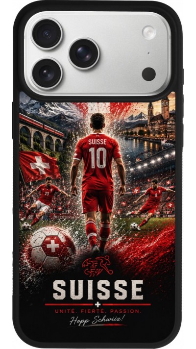 iPhone 17 Pro Max Case Hülle - Silikon schwarz Fussball Suisse splash 2026