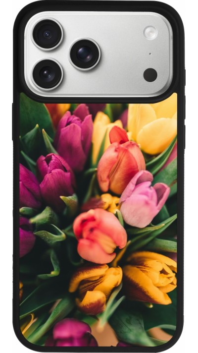 Coque iPhone 17 Pro Max - Silicone rigide noir Bouquet of tulips Spring 2026