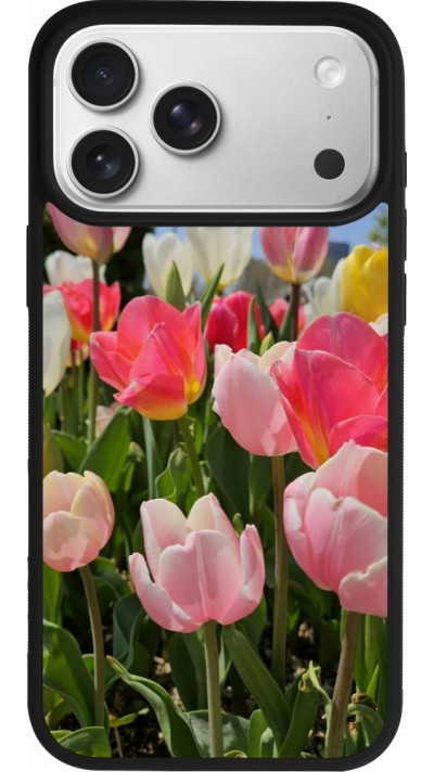 Coque iPhone 17 Pro Max - Silicone rigide noir Tulips Spring 2026