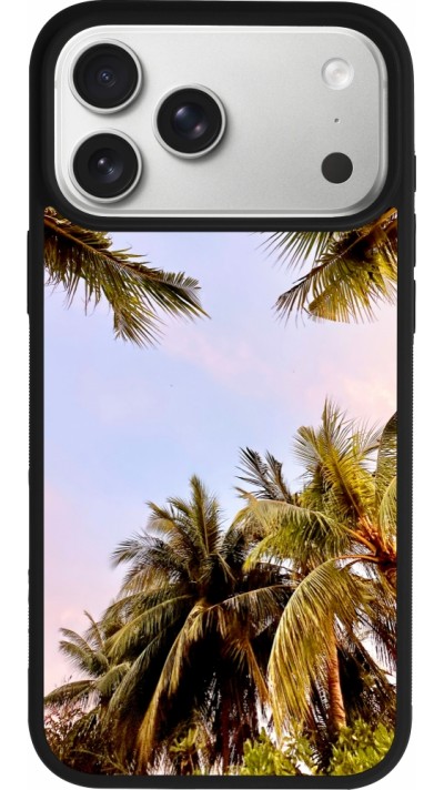 Coque iPhone 17 Pro Max - Silicone rigide noir Summer 2023 palm tree vibe