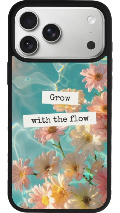 Coque iPhone 17 Pro Max - Silicone rigide noir Summer 2025 Grow with the flow