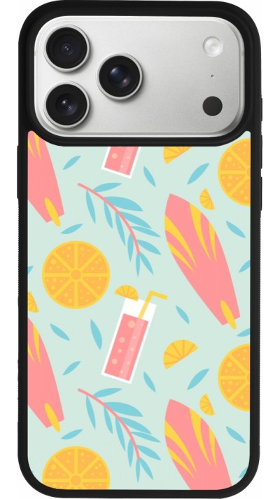 Coque iPhone 17 Pro Max - Silicone rigide noir Summer 2025 Pattern citron