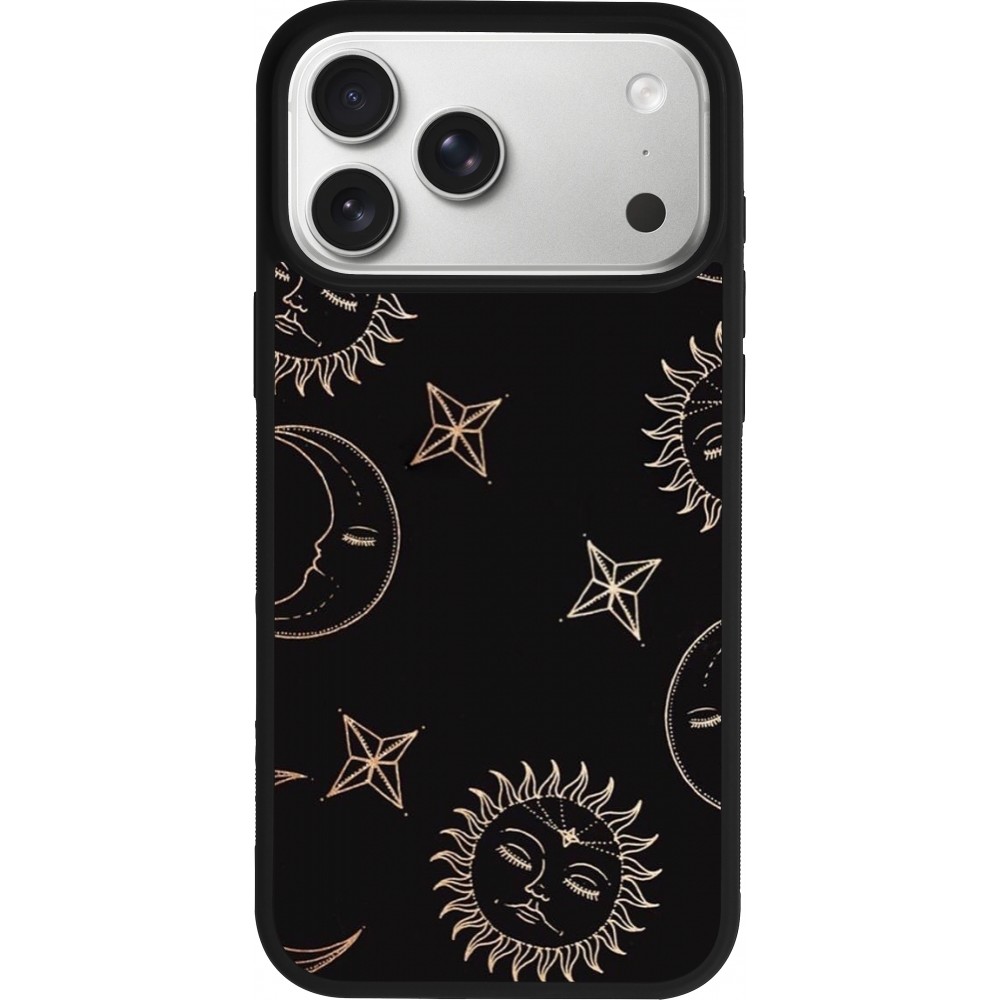 Coque iPhone 17 Pro Max - Silicone rigide noir Suns and Moons