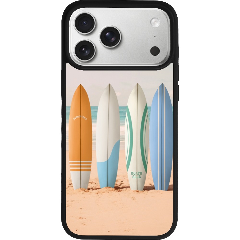 iPhone 17 Pro Max Case Hülle - Silikon schwarz Summer surfboard 2025