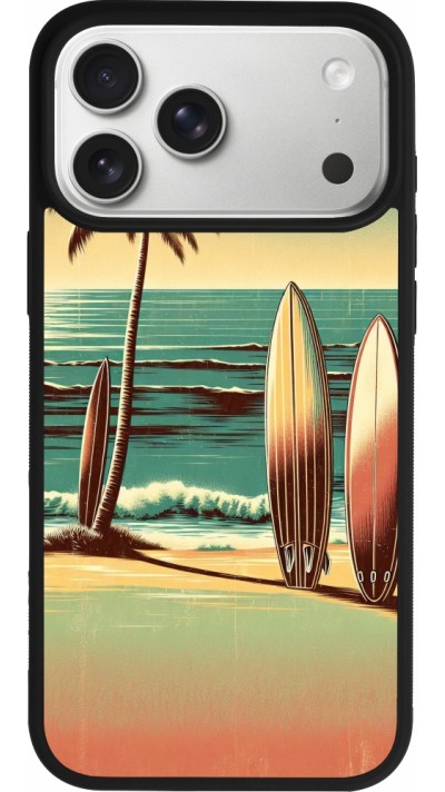 Coque iPhone 17 Pro Max - Silicone rigide noir Surf Paradise