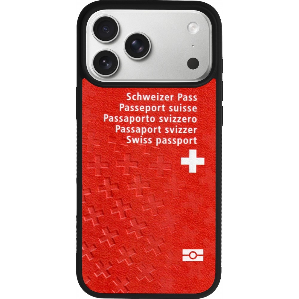 Coque iPhone 17 Pro Max - Silicone rigide noir Swiss Passport