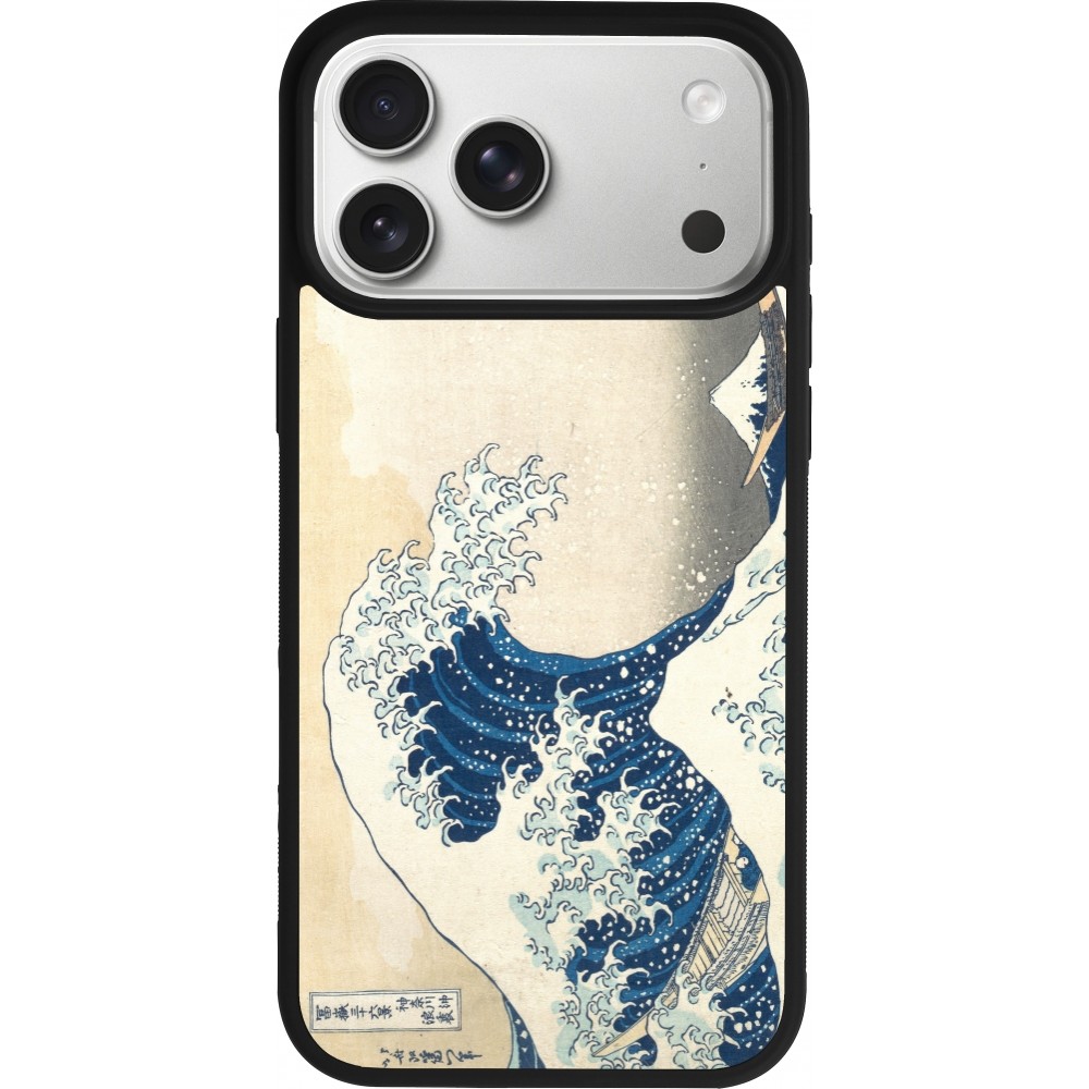 Coque iPhone 17 Pro Max - Silicone rigide noir Tableau art - La Grande Vague de Kanagawa - Hokusai
