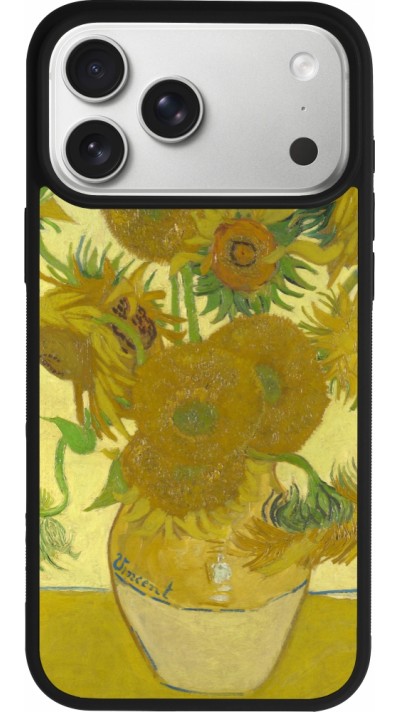 Coque iPhone 17 Pro Max - Silicone rigide noir Tableau art - Les Tournesols - Van Gogh