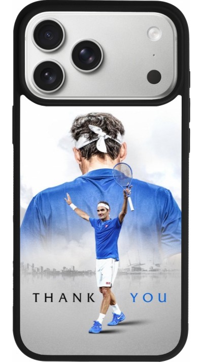 Coque iPhone 17 Pro Max - Silicone rigide noir Thank you Roger