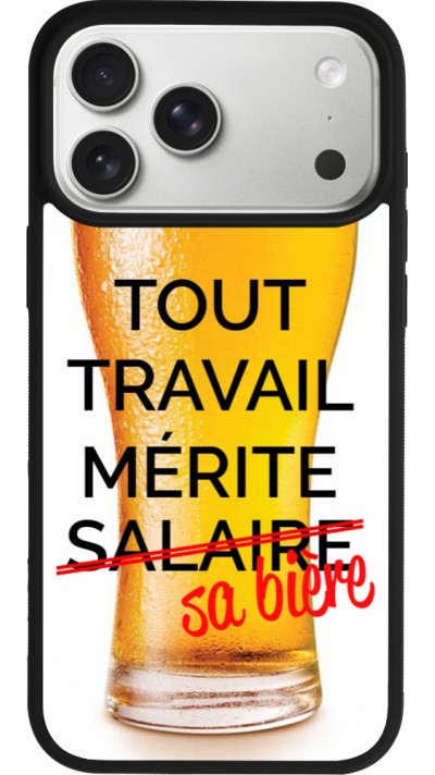 Coque iPhone 17 Pro Max - Silicone rigide noir Tout travail mérite sa bière