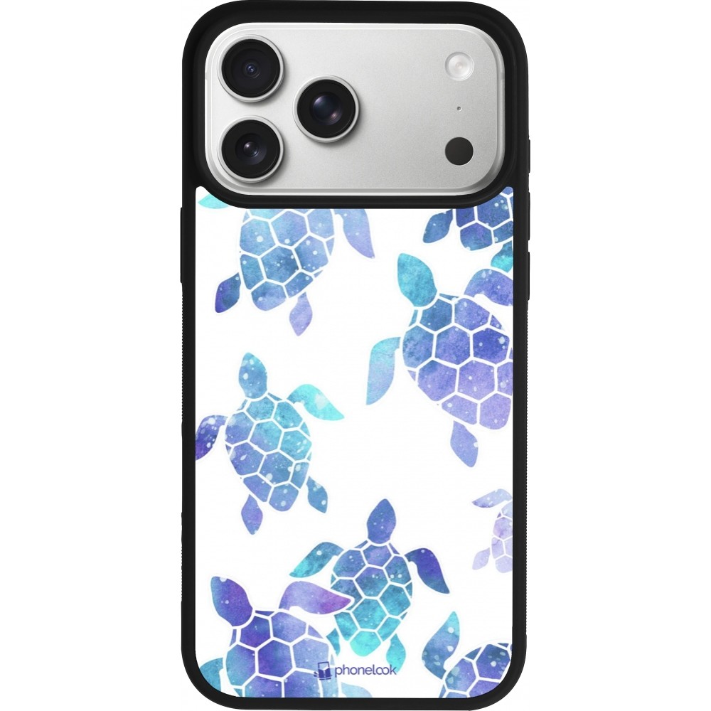 Coque iPhone 17 Pro Max - Silicone rigide noir Turtles pattern watercolor