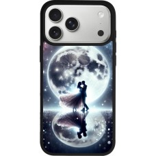 Coque iPhone 17 Pro Max - Silicone rigide noir Valentine 2024 Love under the moon