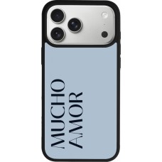 Coque iPhone 17 Pro Max - Silicone rigide noir Valentine 2024 mucho amor azul