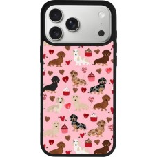 Coque iPhone 17 Pro Max - Silicone rigide noir Valentine 2024 puppy love