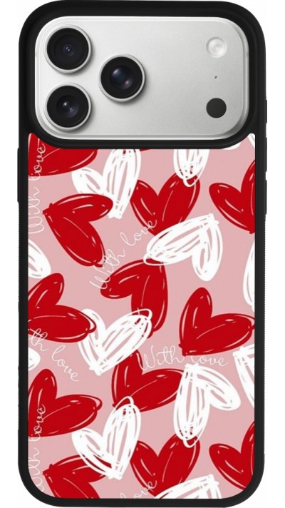 Coque iPhone 17 Pro Max - Silicone rigide noir Valentine 2024 with love heart