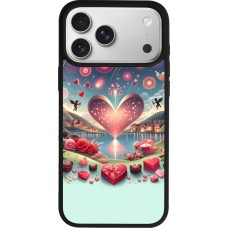 Coque iPhone 17 Pro Max - Silicone rigide noir Valentine 2025 Chic