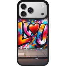 Coque iPhone 17 Pro Max - Silicone rigide noir Valentine 2025 Love U Tag