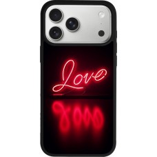 Coque iPhone 17 Pro Max - Silicone rigide noir Valentine 2025 Neon Love