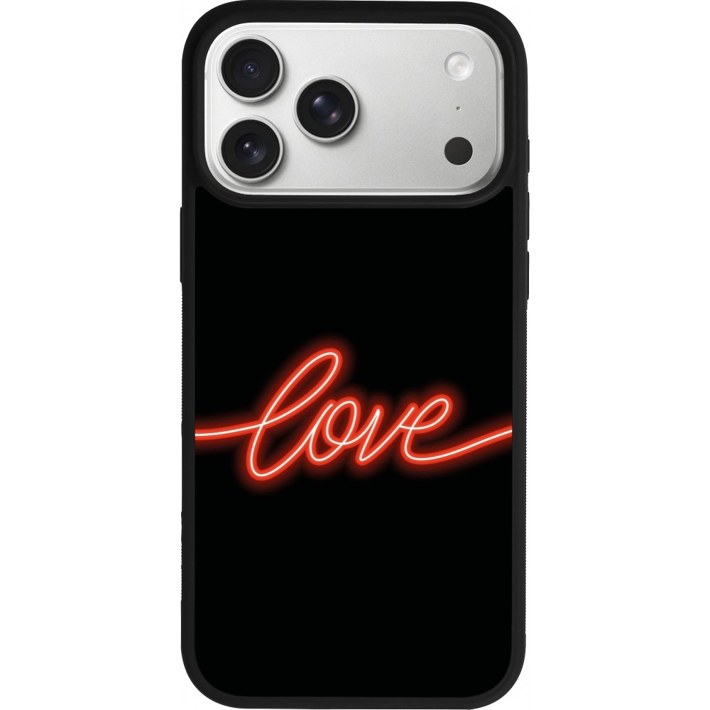 iPhone 17 Pro Max Case Hülle - Silikon schwarz Valentine 2023 neon love