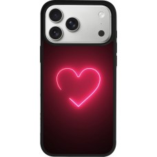 Coque iPhone 17 Pro Max - Silicone rigide noir Valentine 2023 single neon heart