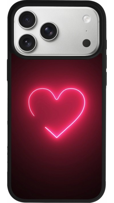 Coque iPhone 17 Pro Max - Silicone rigide noir Valentine 2023 single neon heart