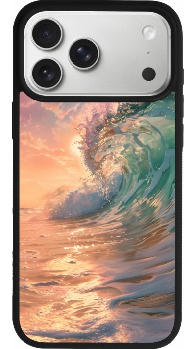 Coque iPhone 17 Pro Max - Silicone rigide noir Wave Sunset