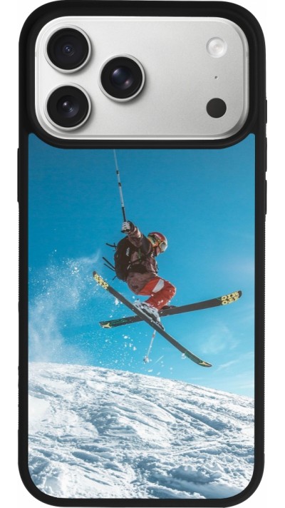 Coque iPhone 17 Pro Max - Silicone rigide noir Winter 22 Ski Jump