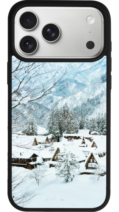 iPhone 17 Pro Max Case Hülle - Silikon schwarz Winter 25 Winter snowy landscape