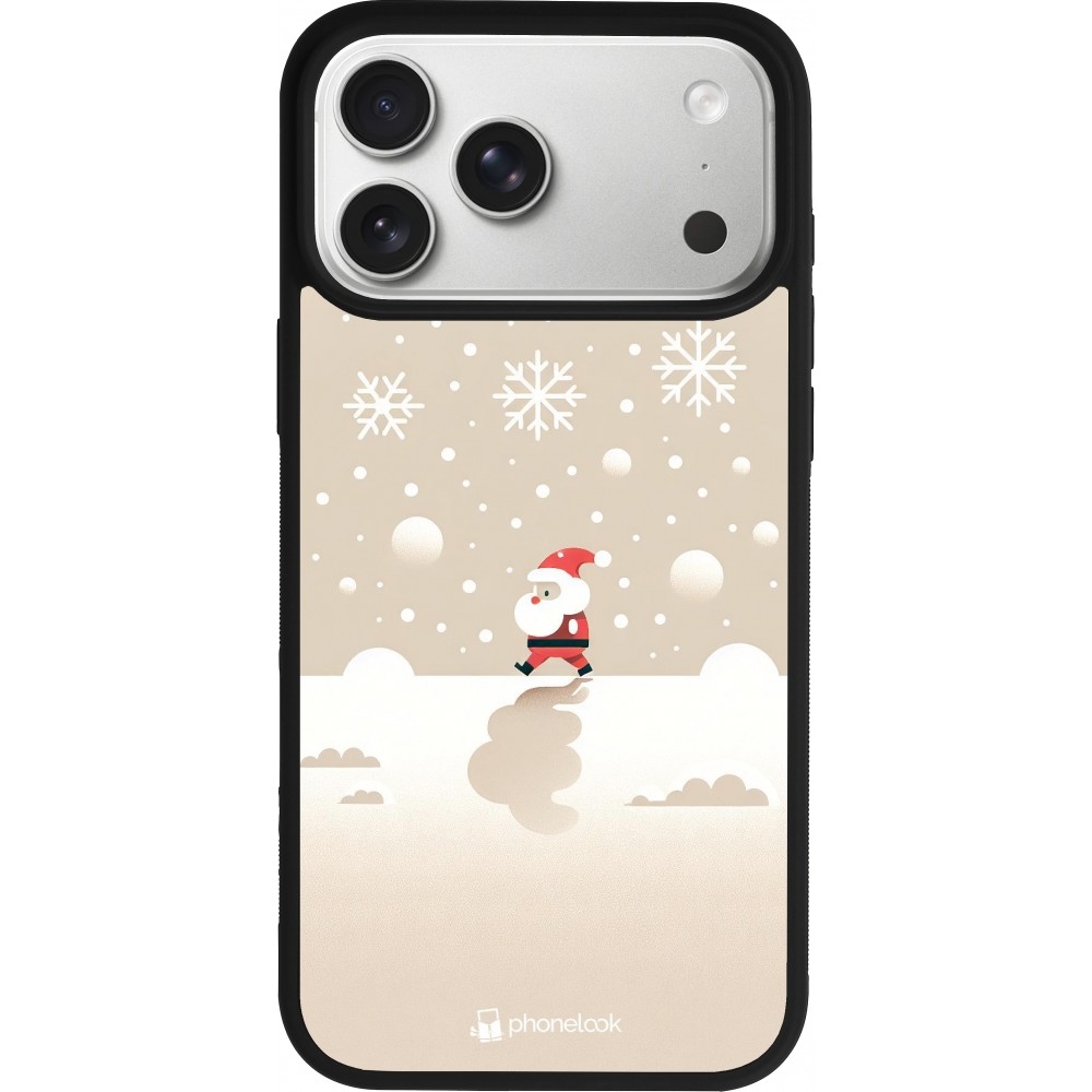 Coque iPhone 17 Pro Max - Silicone rigide noir Noël 2023 Minimalist Santa