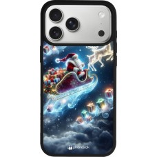 Coque iPhone 17 Pro Max - Silicone rigide noir Noël 2023 Père Noël enchanté