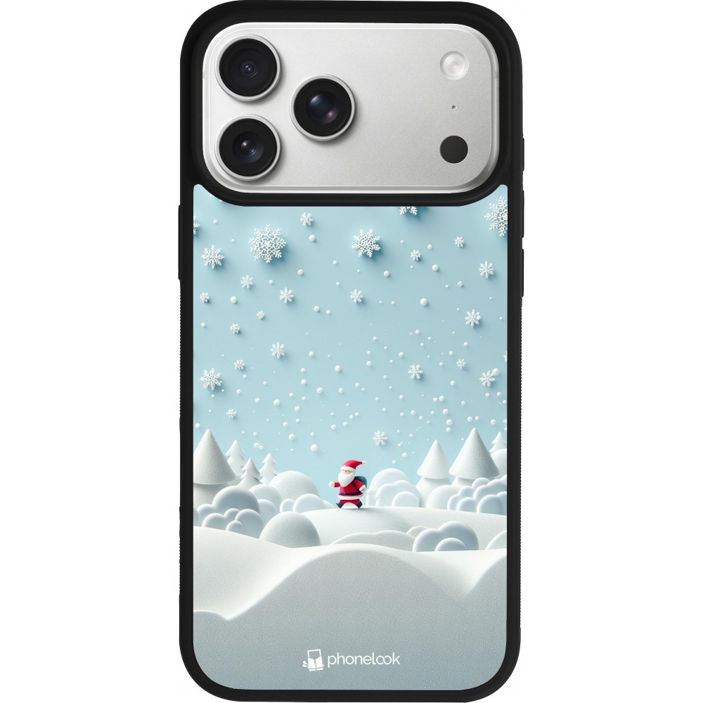 Coque iPhone 17 Pro Max - Silicone rigide noir Noël 2023 Petit Père Flocon