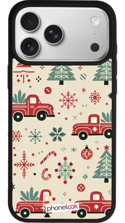 Coque iPhone 17 Pro Max - Silicone rigide noir Noël 2024 Camion Sapin