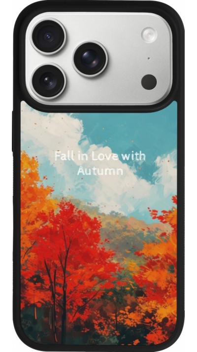 Coque iPhone 17 Pro - Silicone rigide noir Autumn 25 Fall in love